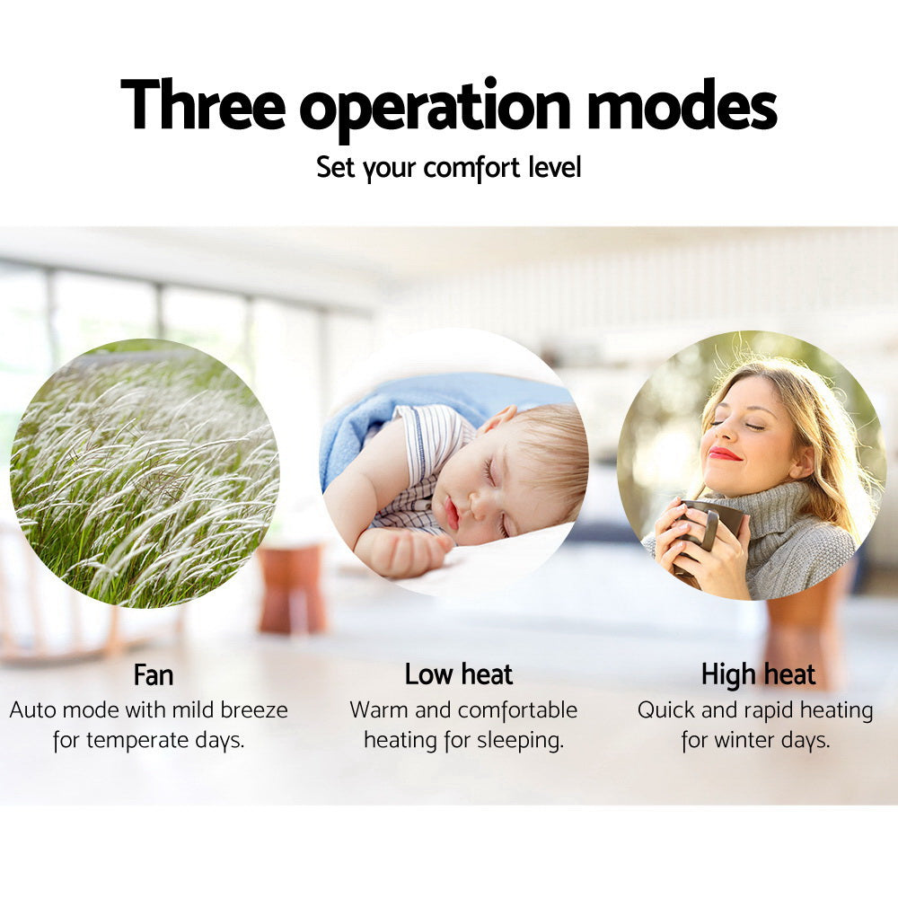 Devanti 2000W Wall Mounted Panel Heater - Black-3