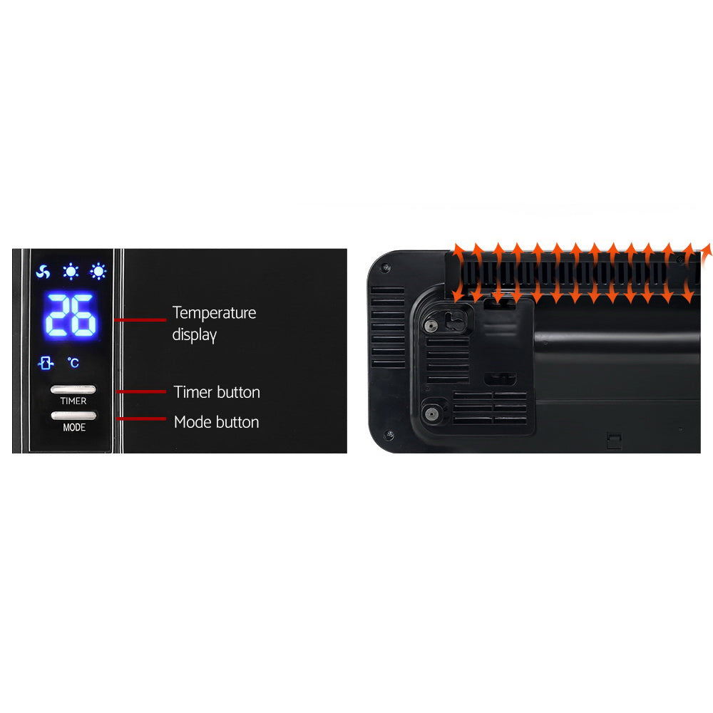 Devanti 2000W Wall Mounted Panel Heater - Black-5