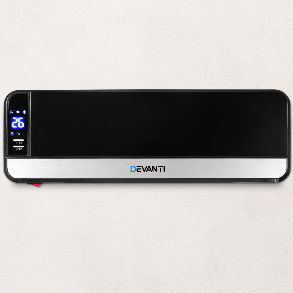 Devanti 2000W Wall Mounted Panel Heater - Black-7
