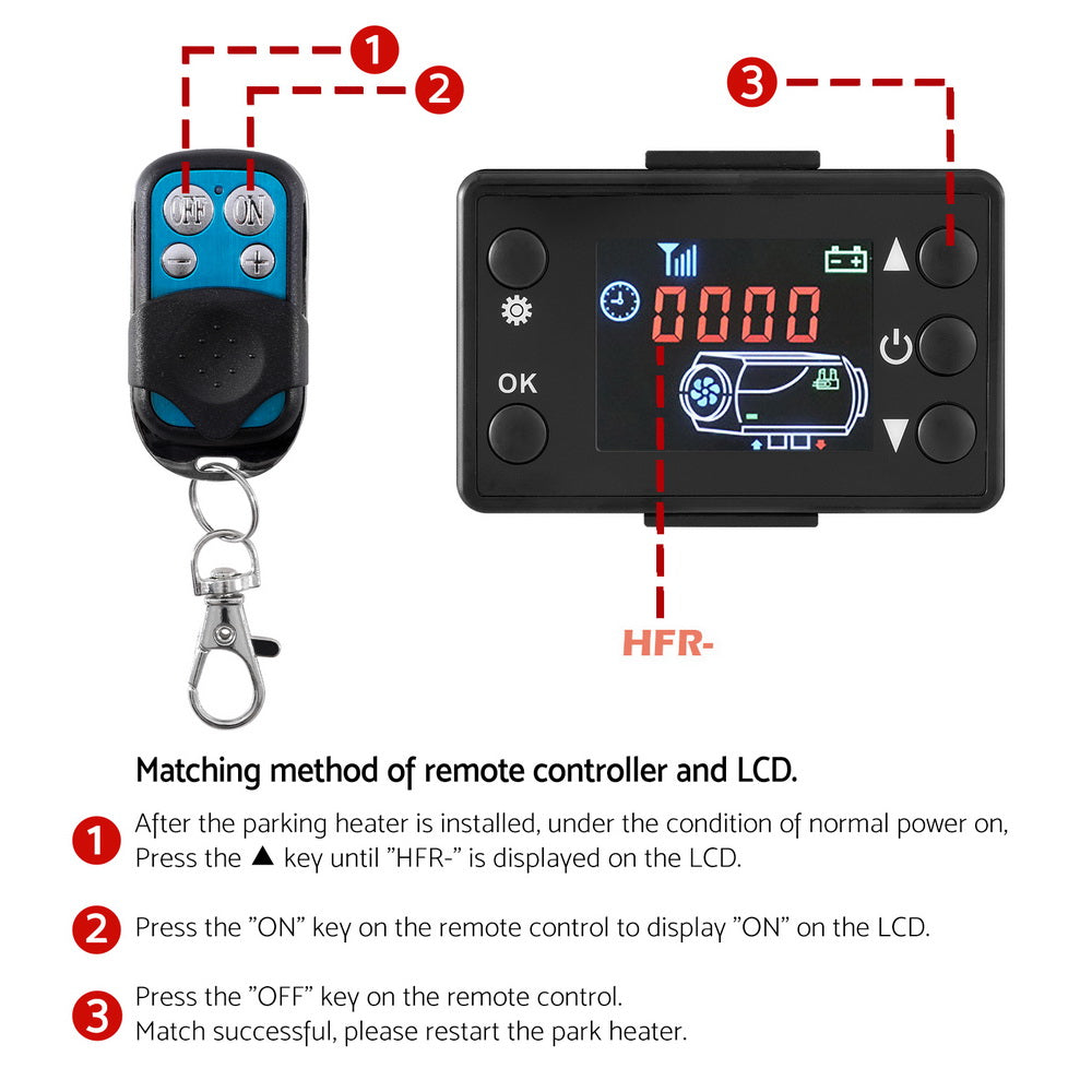 5KW Portable Diesel Air Heater Remote Control LCD Display Quick Heat Car RV Bus Boat-4