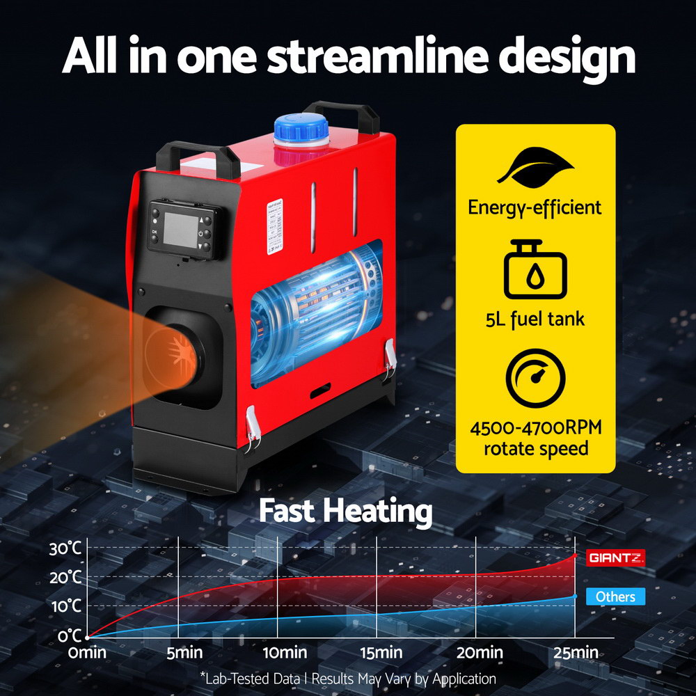 Giantz Diesel Air Heater All-in-one 12V 5KW LCD Remote Control for Car RV Indoors 2025 caravan machinery-4