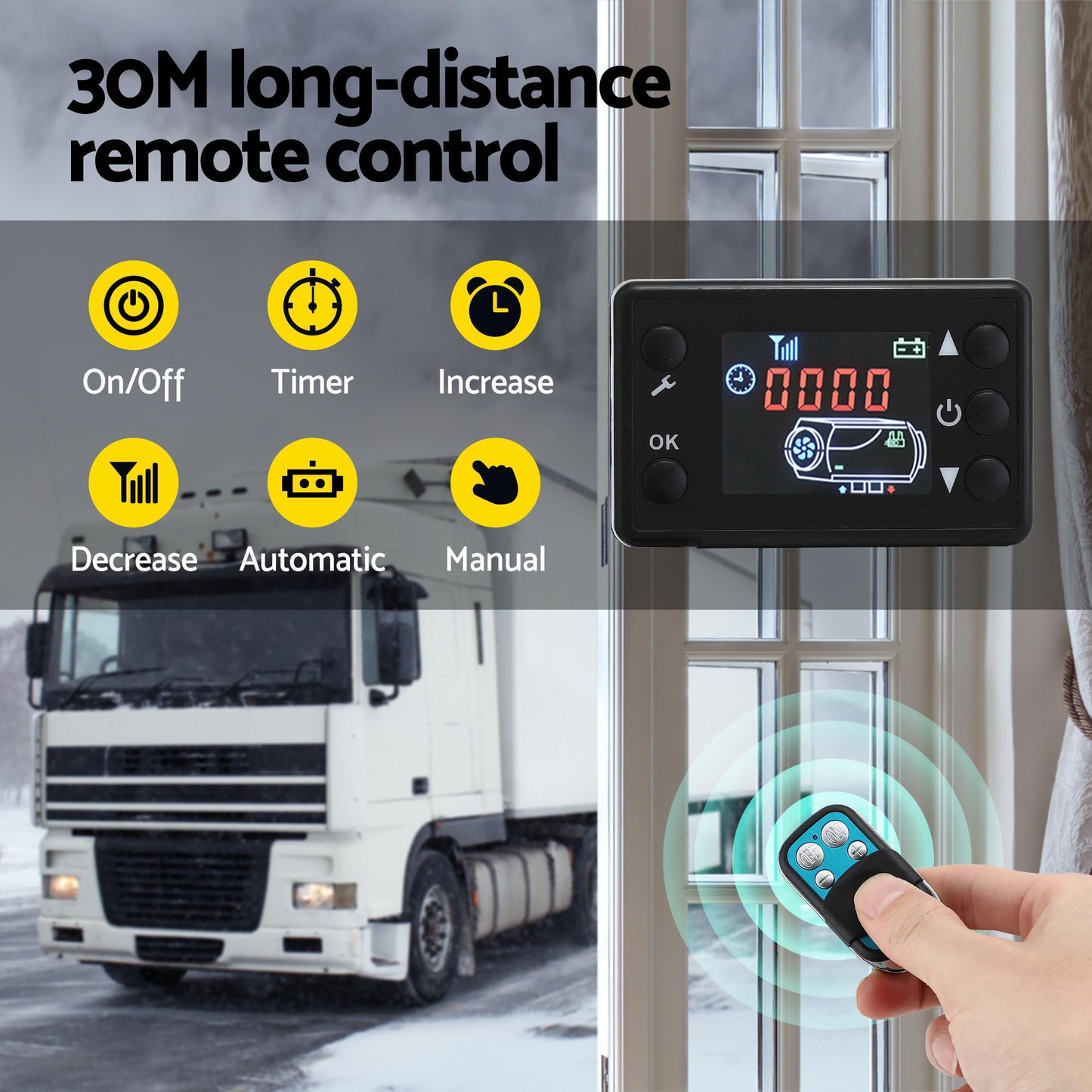 Giantz Diesel Air Heater 12-24V 2KW LCD Display Remote Control for Car Bus RV Indoor Black