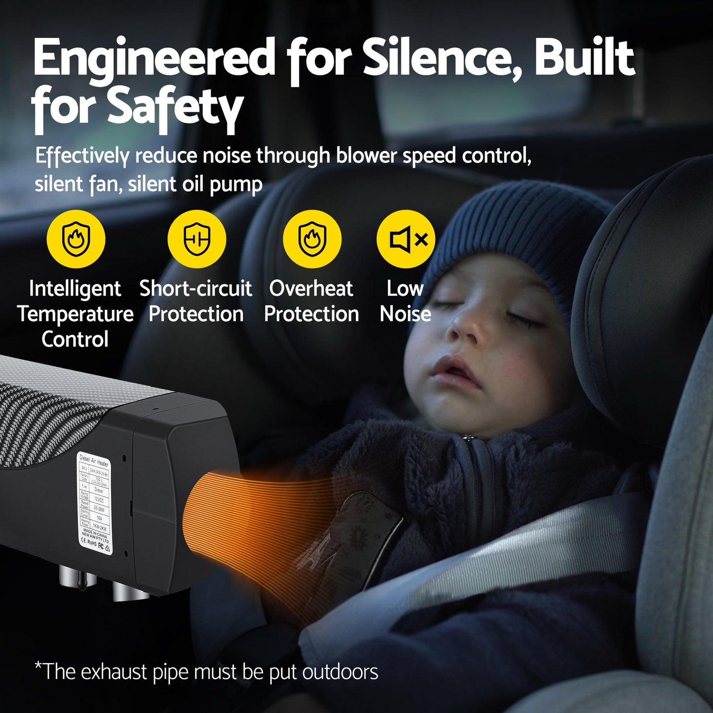 Giantz Diesel Air Heater 12-24V 2KW LCD Display Remote Control for Car Bus RV Indoor Black