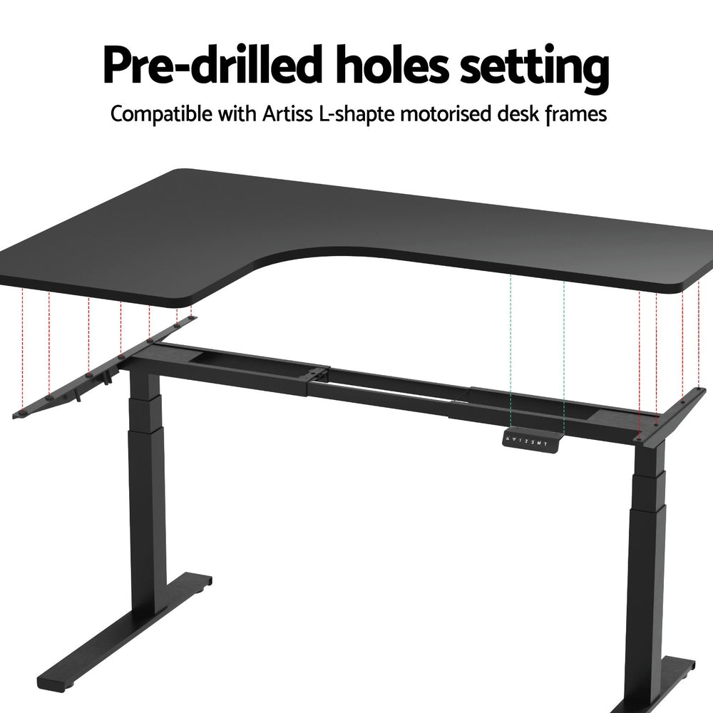 Artiss Standing Desk Top L-shape Black 160CM-5