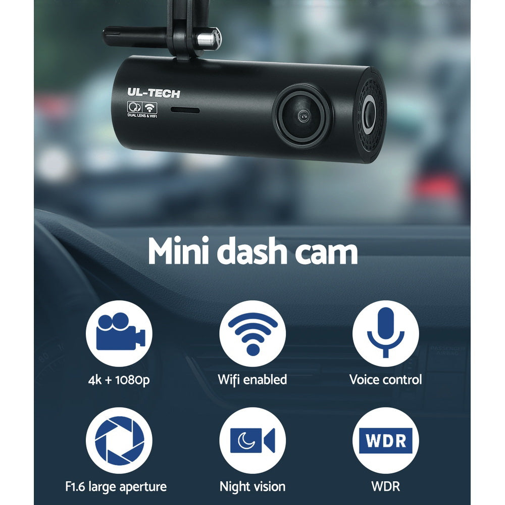 UL-tech Dash Camera 4K Hidden Front Rear WiFi-3