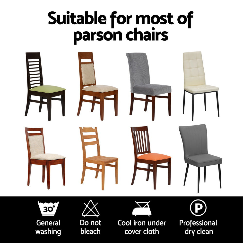 Artiss Dining Chair Covers 4x Slipcovers Spandex Stretch Banquet Wedding Grey-4