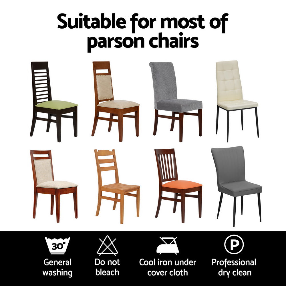 Artiss Dining Chair Covers 6x Slipcovers Spandex Stretch Banquet Party Dark Grey-4