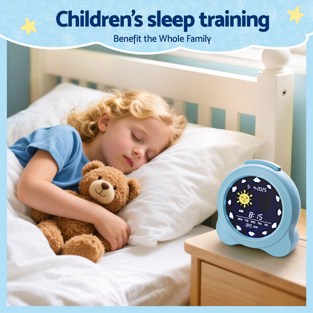 Artiss 3.8" Digital Day Clock Calendar Alarm LCD Display Blue-2