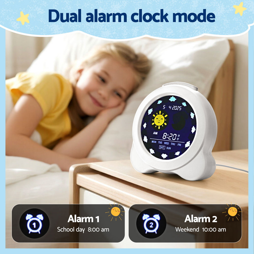 Artiss 3.8" Digital Day Clock Calendar Alarm LCD Display White-4