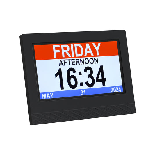 Artiss 7" Digital Day Clock Calendar Alarm Black-0