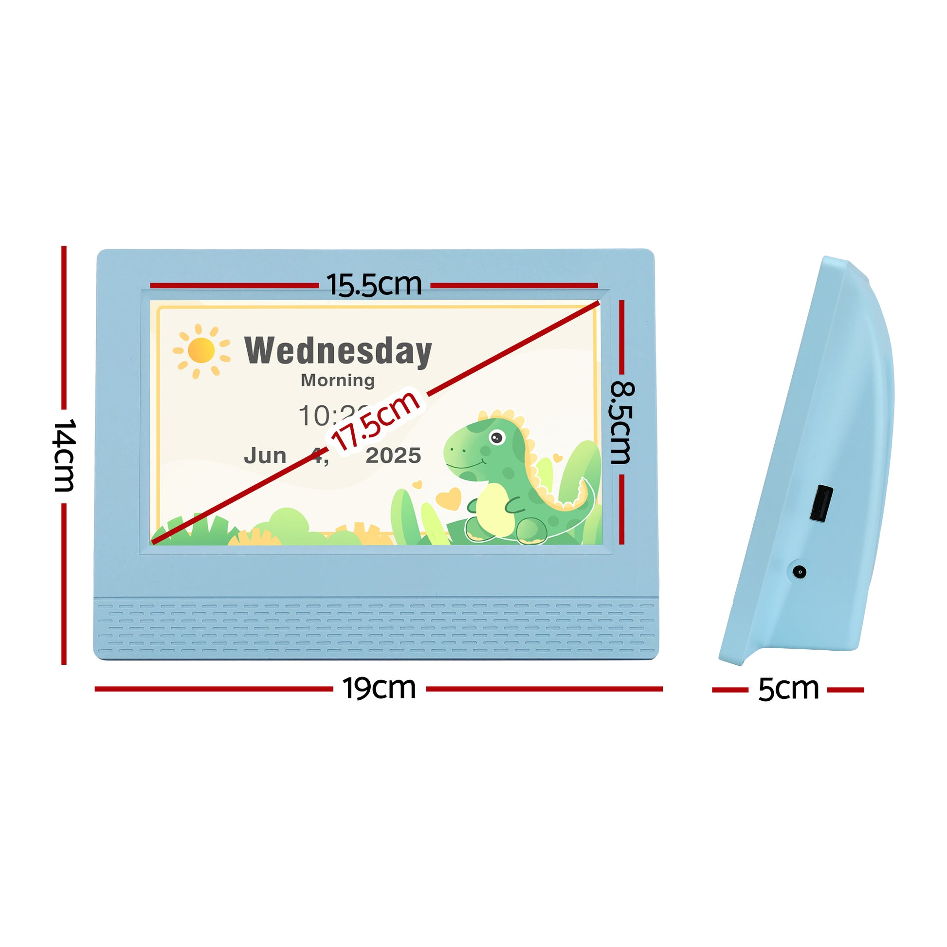 Artiss 7" Digital Day Clock Calendar Alarm LCD Children Sleep Trainer Clocks Blue-2