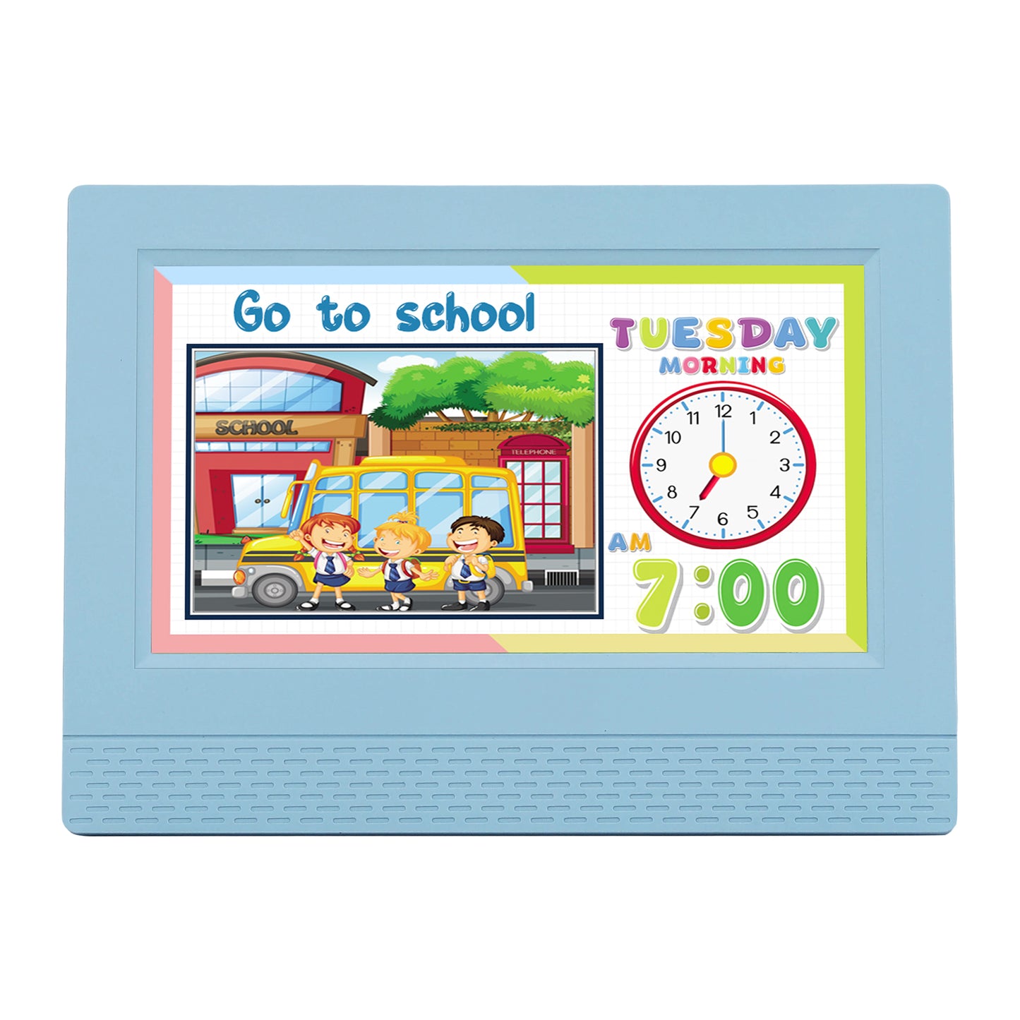 Artiss 7" Digital Day Clock Calendar Alarm LCD Children Sleep Trainer Clocks Blue-3