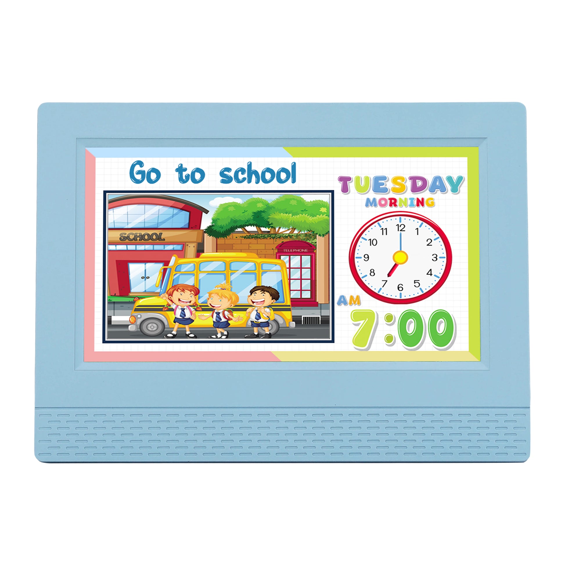 Artiss 7" Digital Day Clock Calendar Alarm LCD Children Sleep Trainer Clocks Blue-3