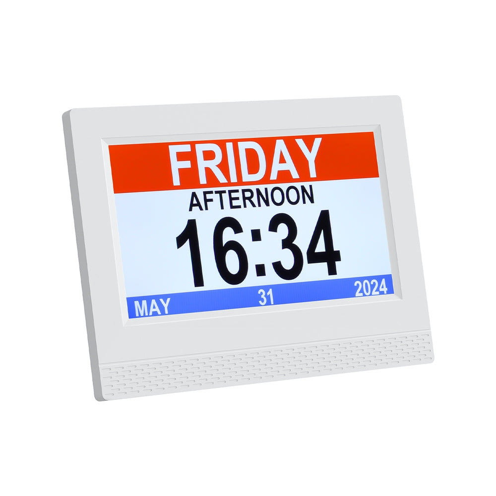 Artiss 7" Digital Day Clock Calendar Alarm White-0