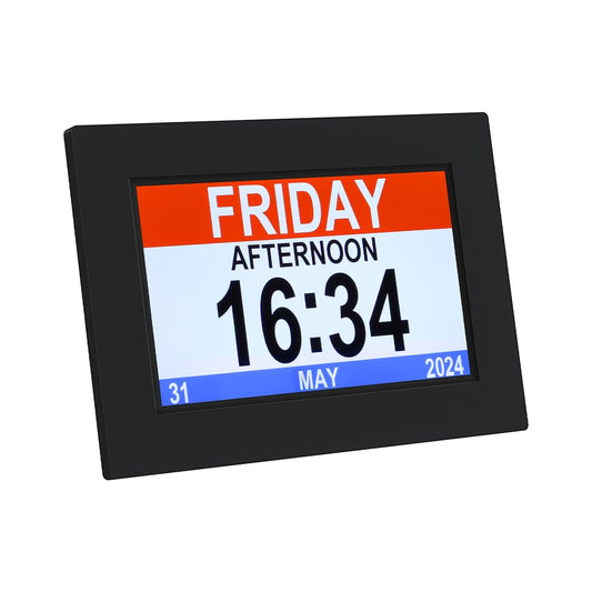 Artiss 8" Digital Day Clock Calendar Alarm Black-0