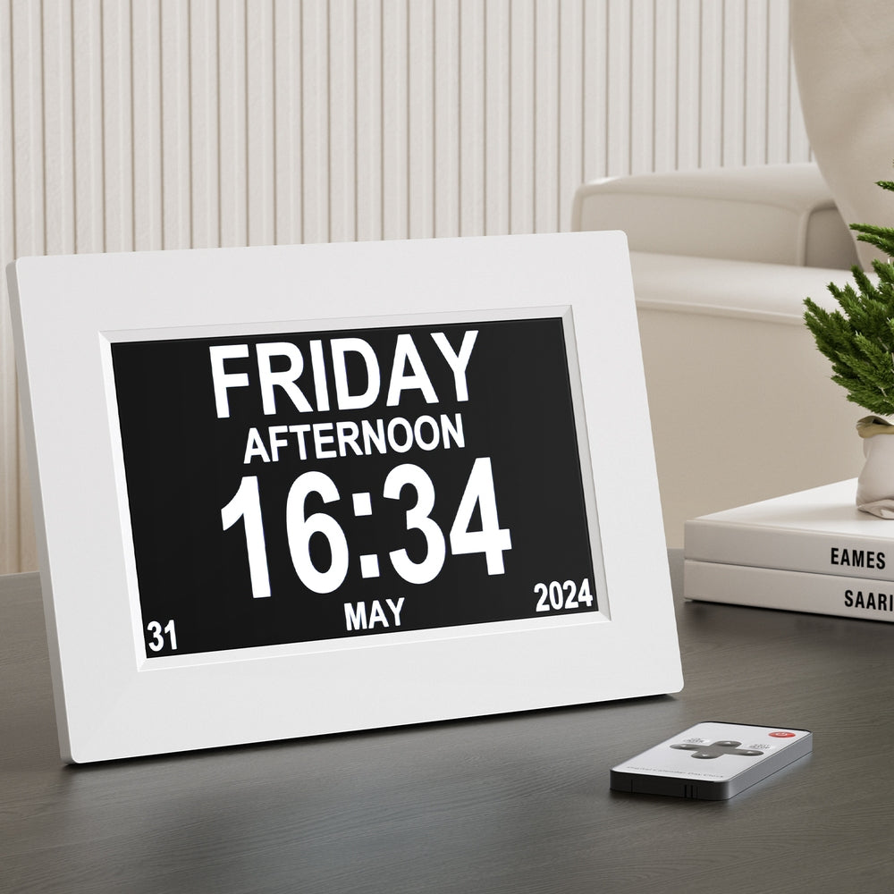 Artiss 8" Digital Day Clock Calendar Alarm White-6