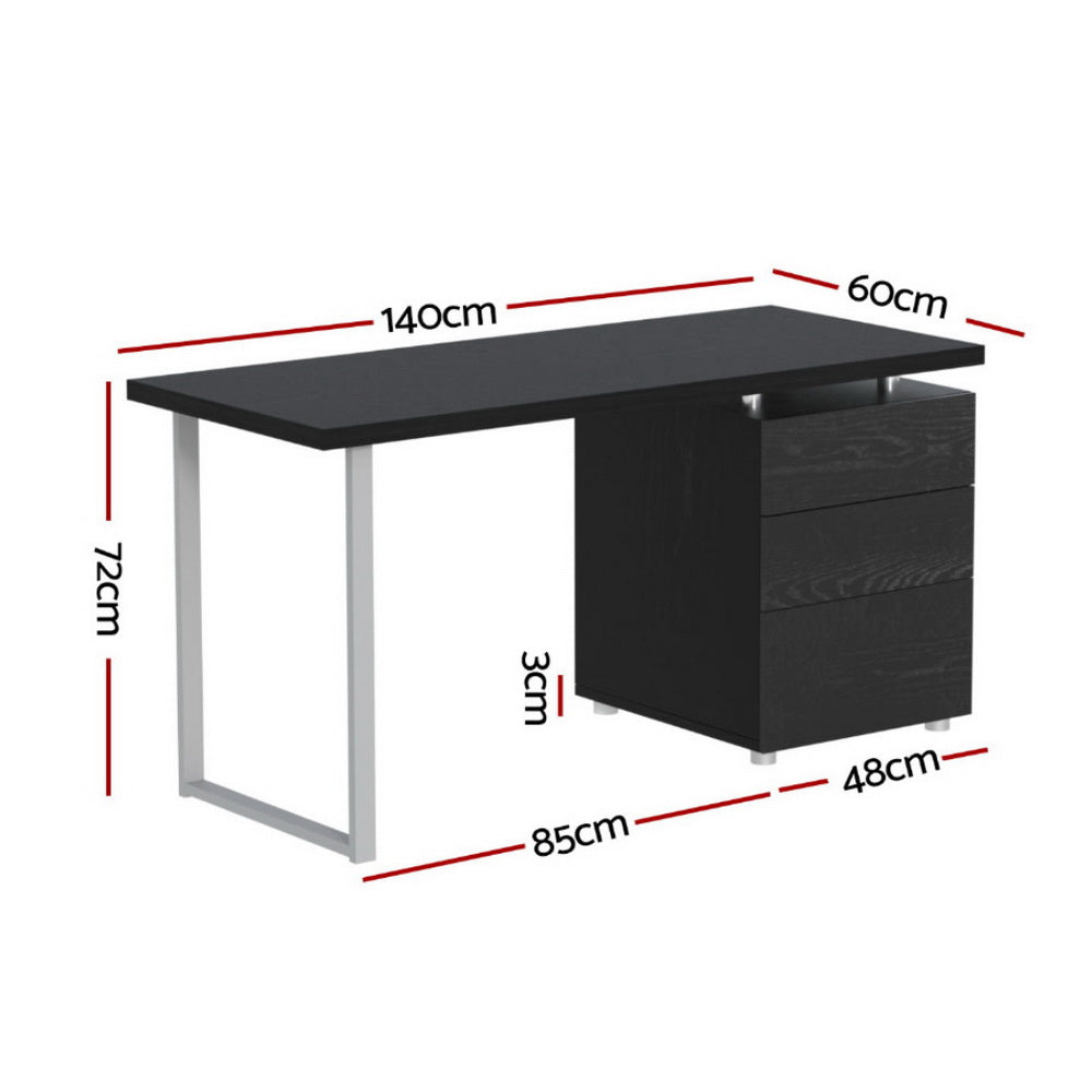 Artiss Computer Desk Drawer Black 140CM-1