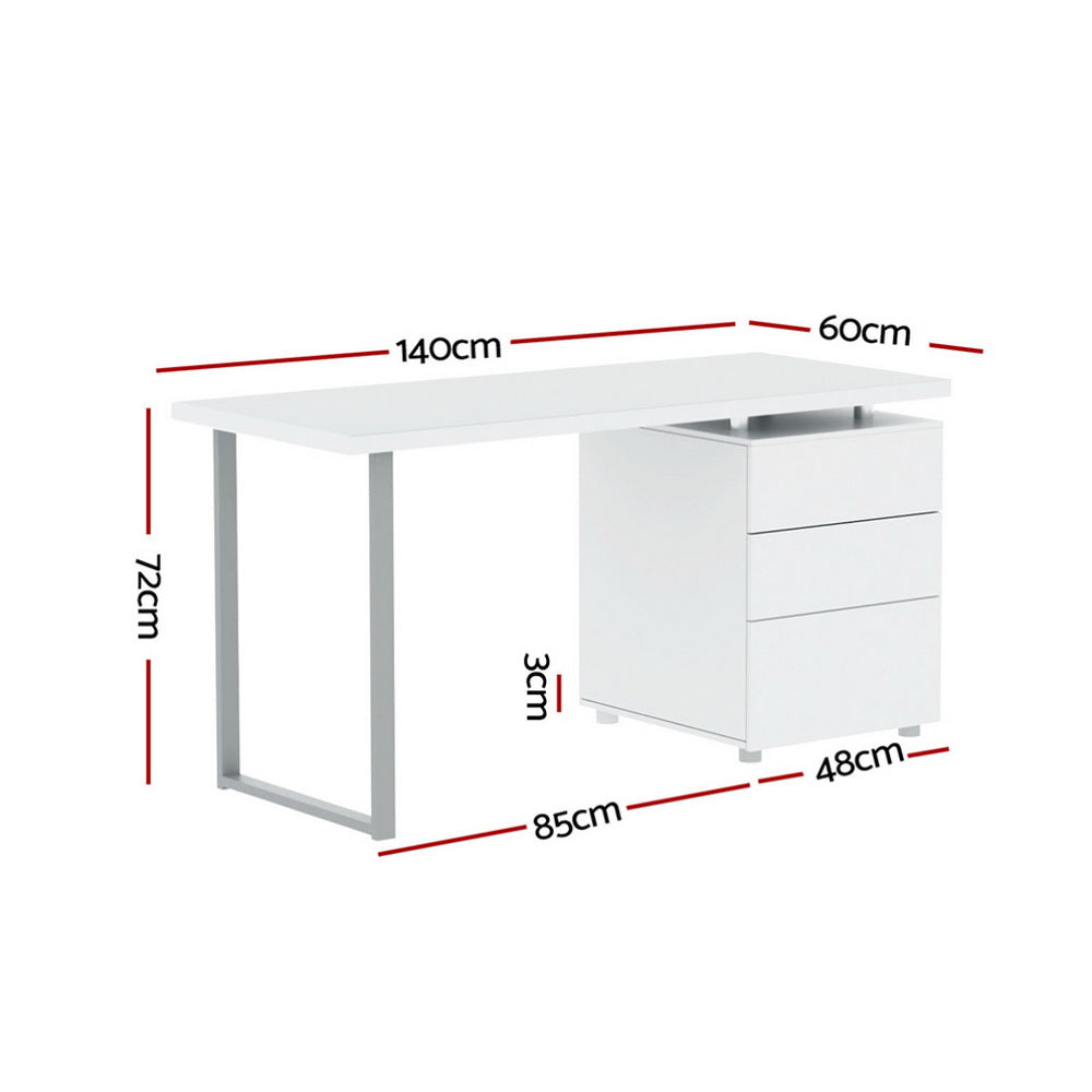 Artiss Computer Desk Drawer White 140CM-1