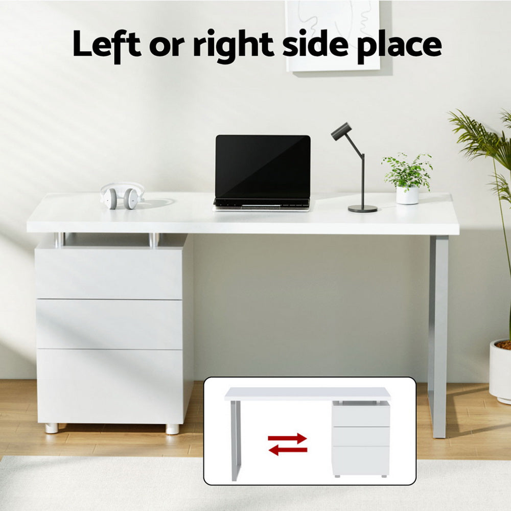 Artiss Computer Desk Drawer White 140CM-3