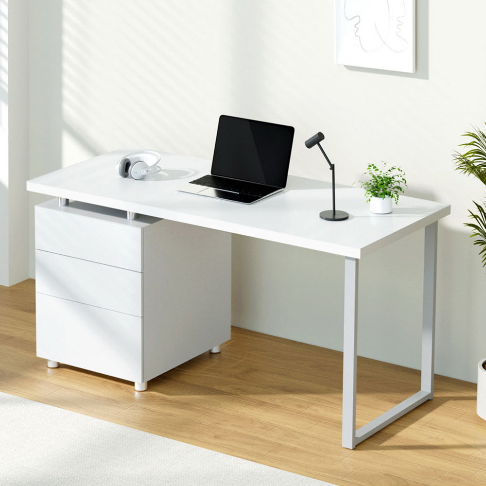 Artiss Computer Desk Drawer White 140CM-7