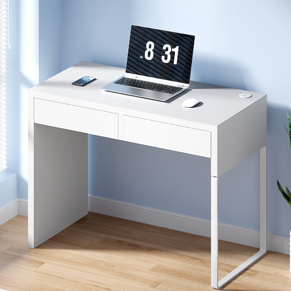 Artiss Computer Desk Drawer White-7