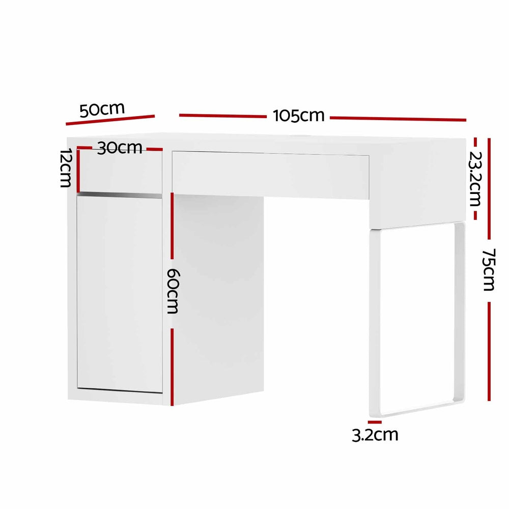 Artiss Computer Desk Drawer Cabinet White-1