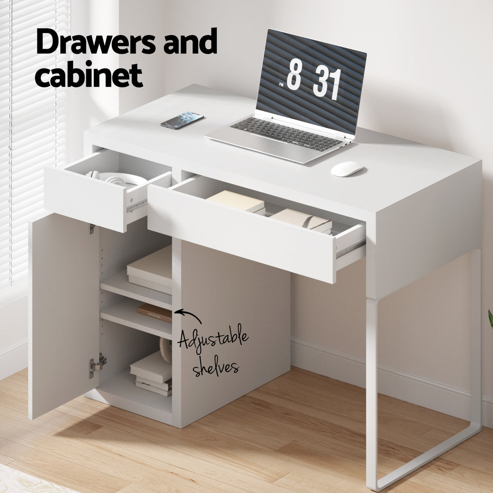 Artiss Computer Desk Drawer Cabinet White-4