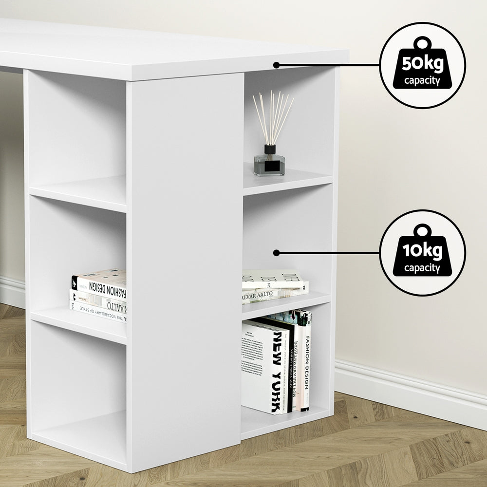 Artiss Computer Desk Bookshelf White 150CM-5