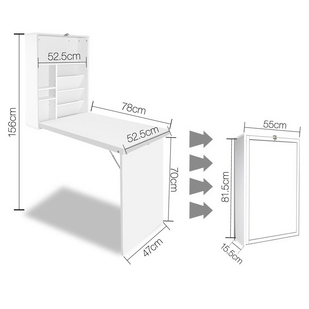 Artiss Computer Desk Bookshelf Wall Mount White-1