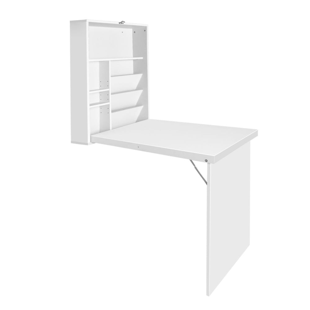 Artiss Computer Desk Bookshelf Wall Mount White-2