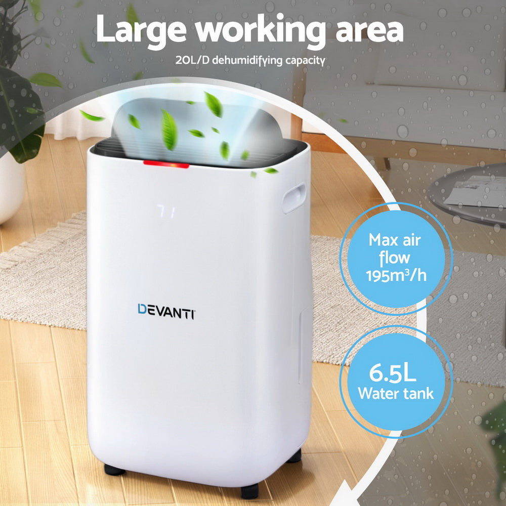 Devanti Dehumidifier 20L Air Purifier White-3
