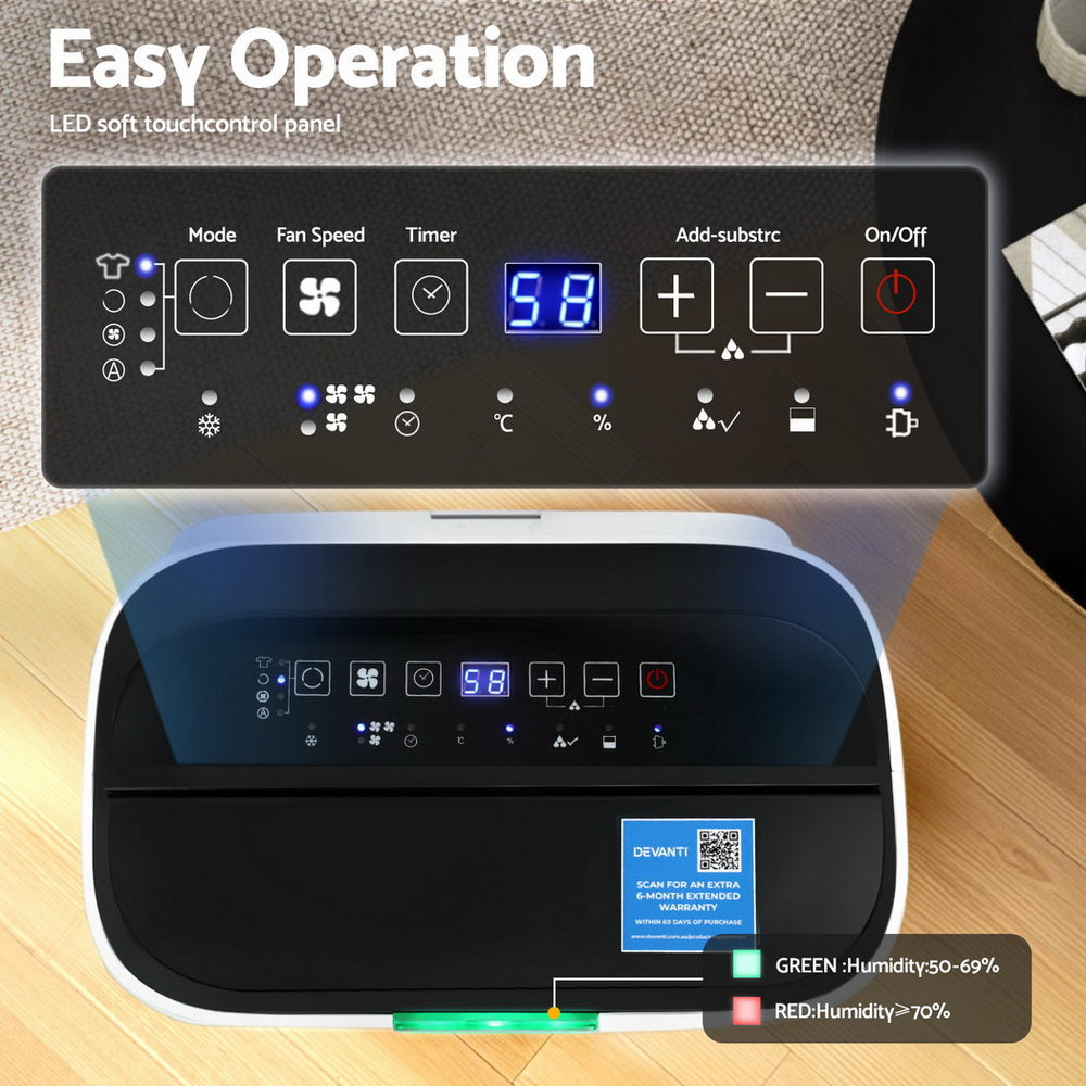 Devanti Dehumidifier 20L Air Purifier White-4