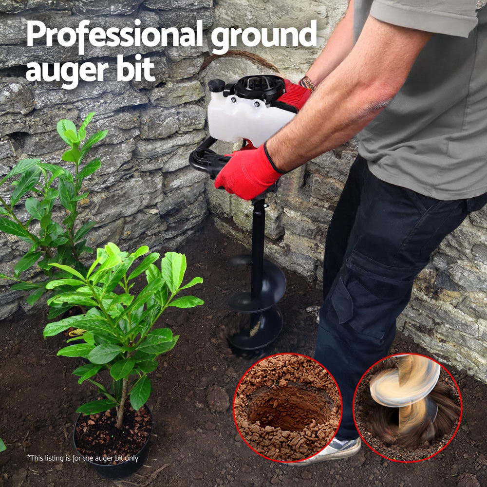 GIANTZ Post Hole Digger Auger Drill Bit 300mm with 80cm Extension Shaft Black-3