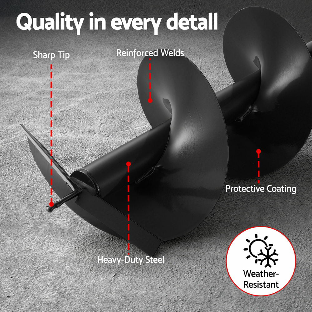 GIANTZ Post Hole Digger Auger Drill Bit 300mm with 80cm Extension Shaft Black-5