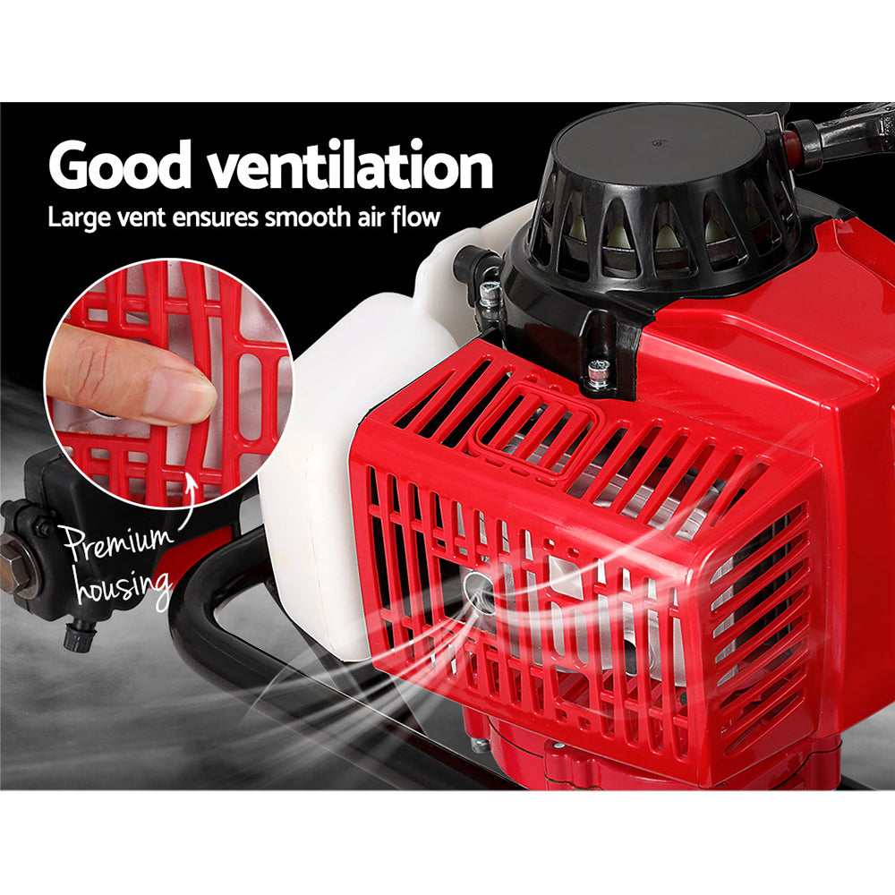 Giantz 92CC Post Hole Digger 300mm Petrol Drill Extension Auger Bits-4