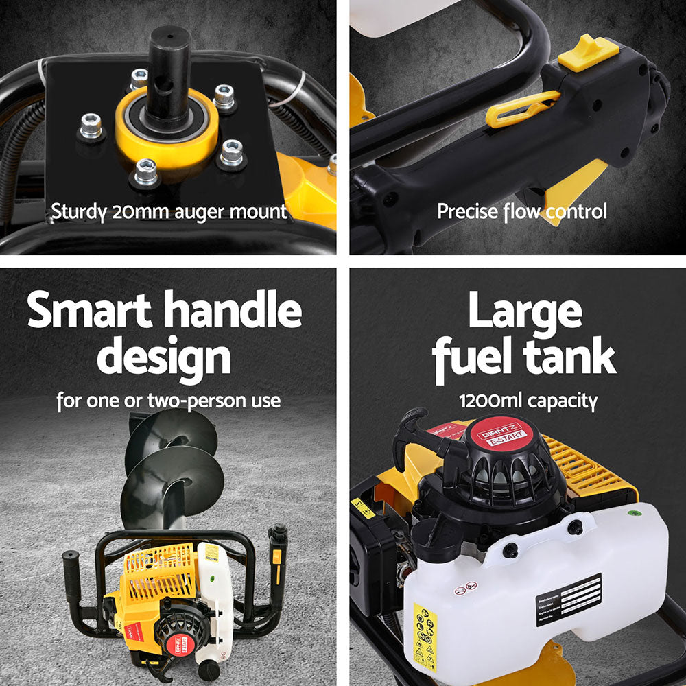 Giantz 82CC Post Hole Digger Petrol Motor Drill Extension Auger Bits Kits-5