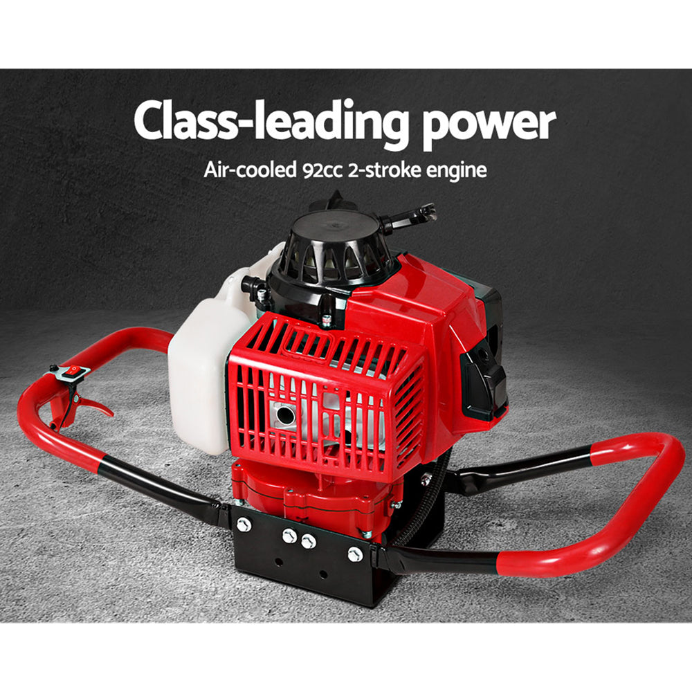 Giantz 80CC Post Hole Digger 200mm Petrol Drill Extension Auger Bits-3