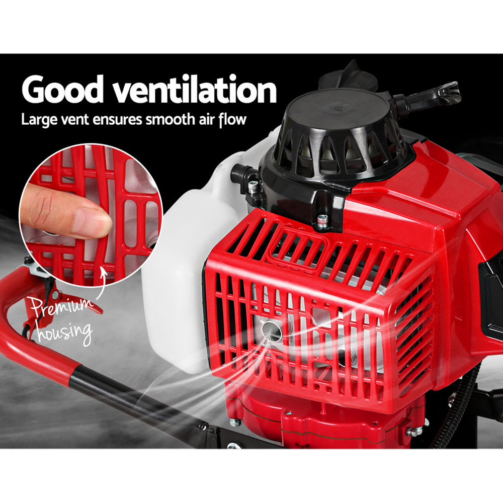 Giantz 80CC Post Hole Digger 300mm Petrol Drill Extension Auger Bits-4