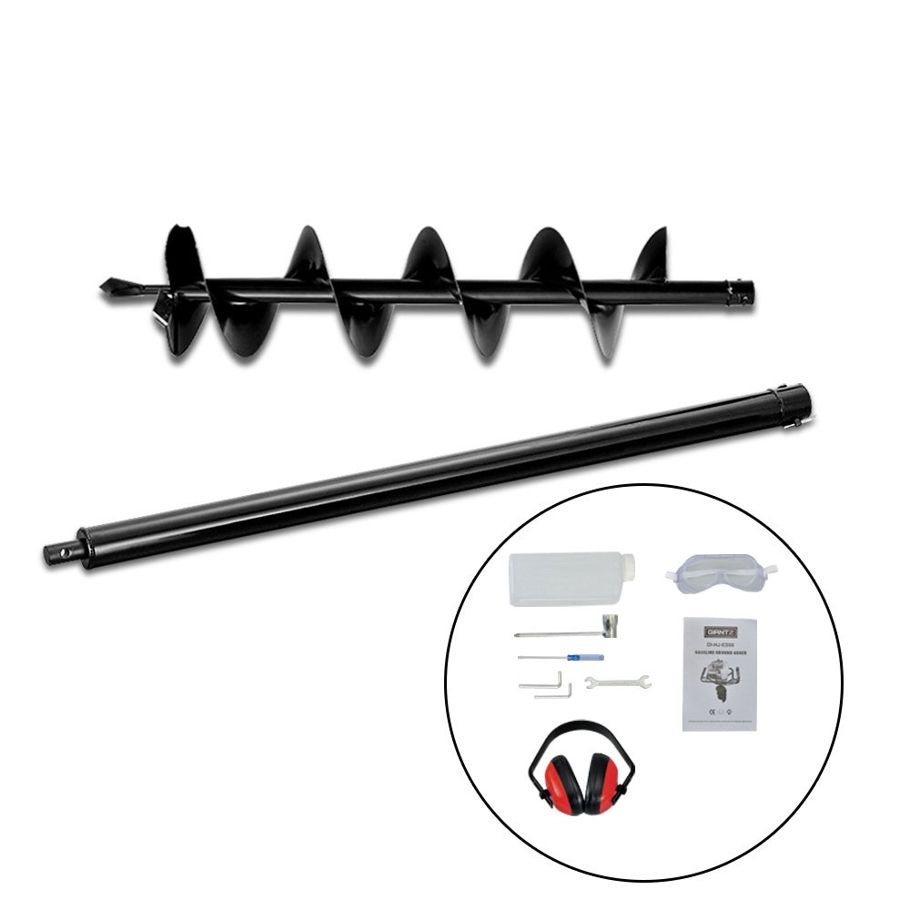 Giantz 80CC Post Hole Digger 200mm Petrol Drill Extension Bits Auger-6