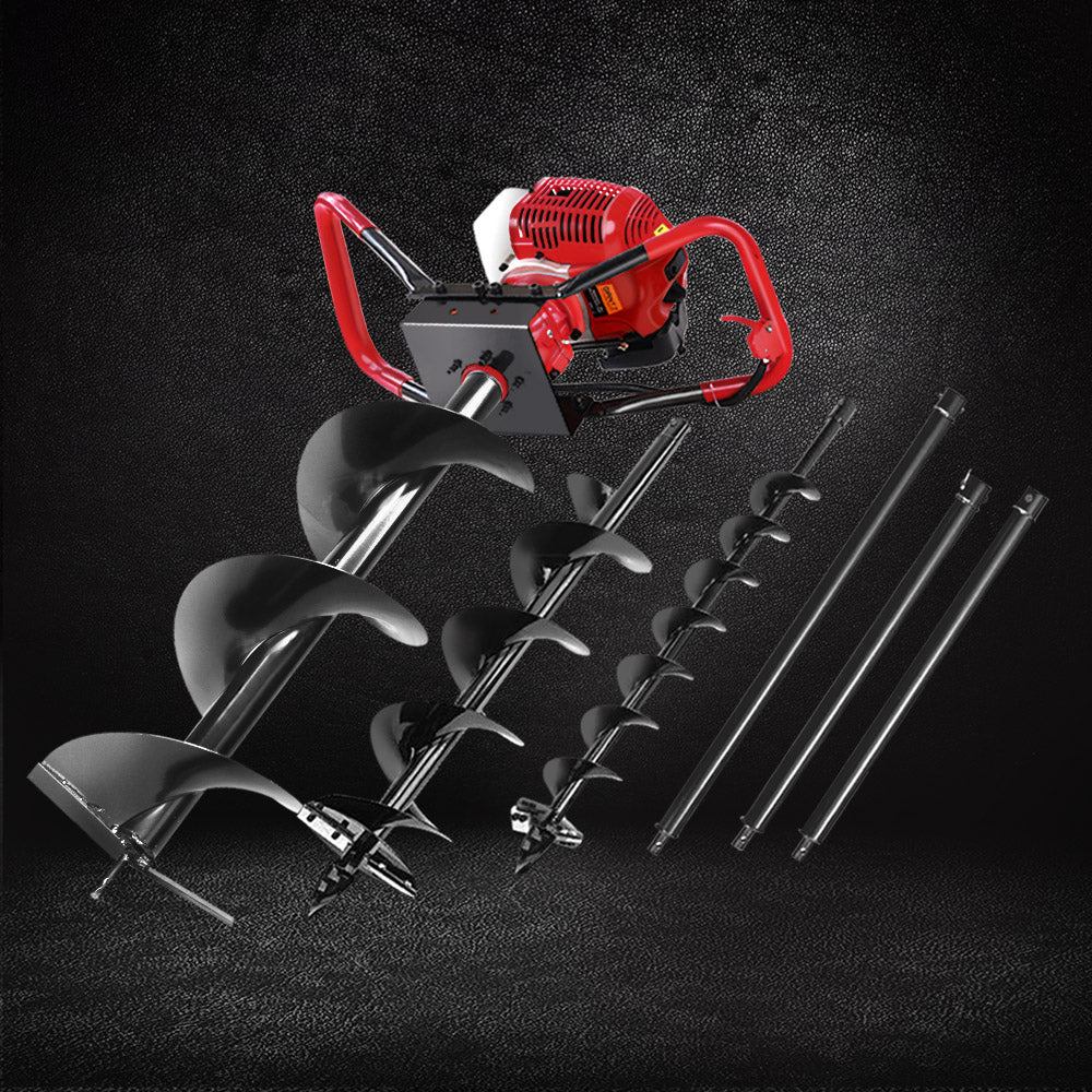 Giantz 80CC Petrol Post Hole Digger Extension Auger Bits Kit-0