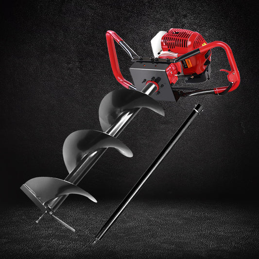 Giantz 66CC Post Hole Digger 300mm Petrol Drill Extension Auger Bits-0