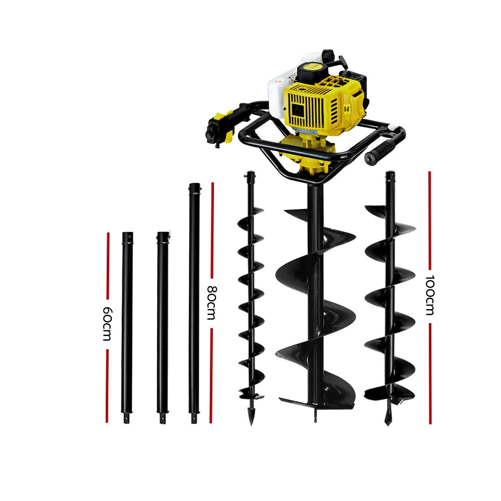 Giantz 92CC Post Hole Digger Petrol Drill Auger Extension Bits-1