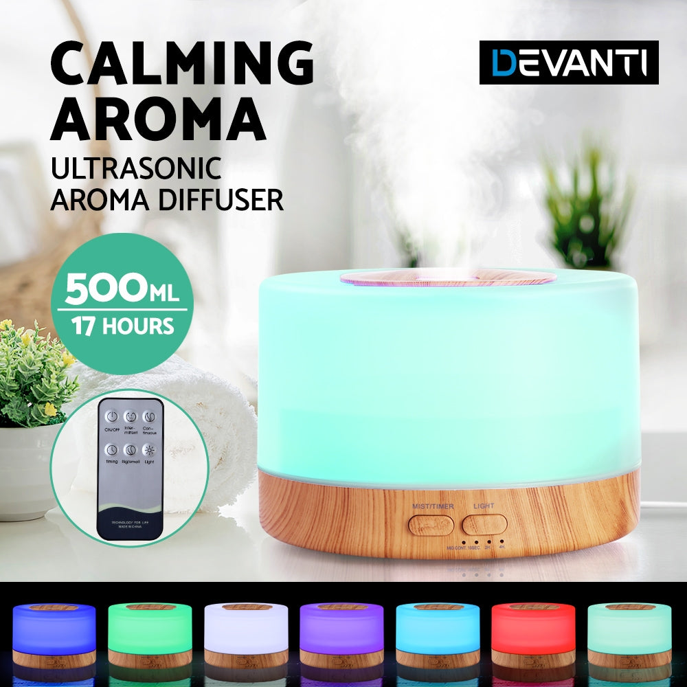 Devanti Aroma Diffuser Aromatherapy Light Wood 500ml-3