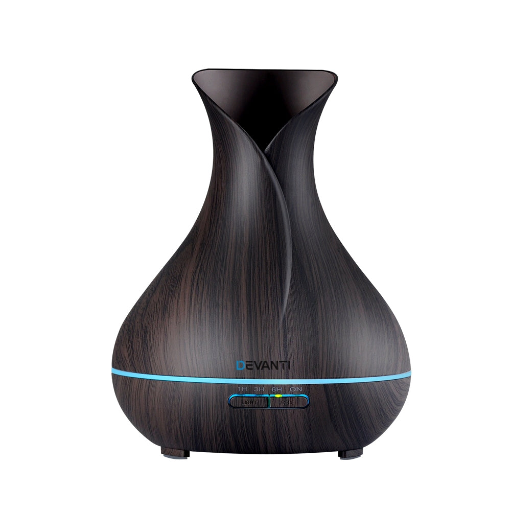 Devanti Aroma Diffuser Aromatherapy Dark Wood 400ml-0