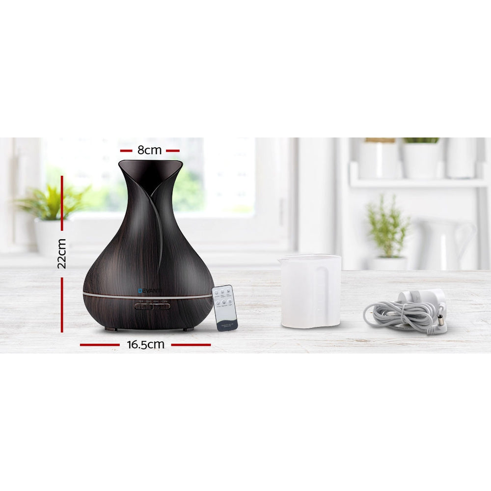 Devanti Aroma Diffuser Aromatherapy Dark Wood 400ml-3