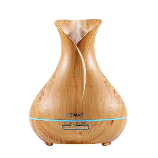 Devanti Aroma Diffuser Aromatherapy Light Wood 400ml-0