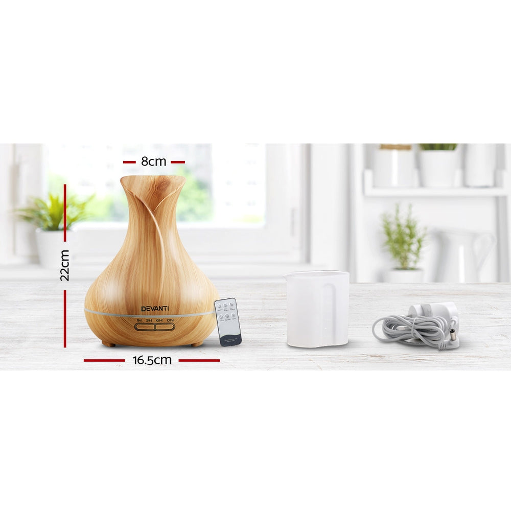 Devanti Aroma Diffuser Aromatherapy Light Wood 400ml-1