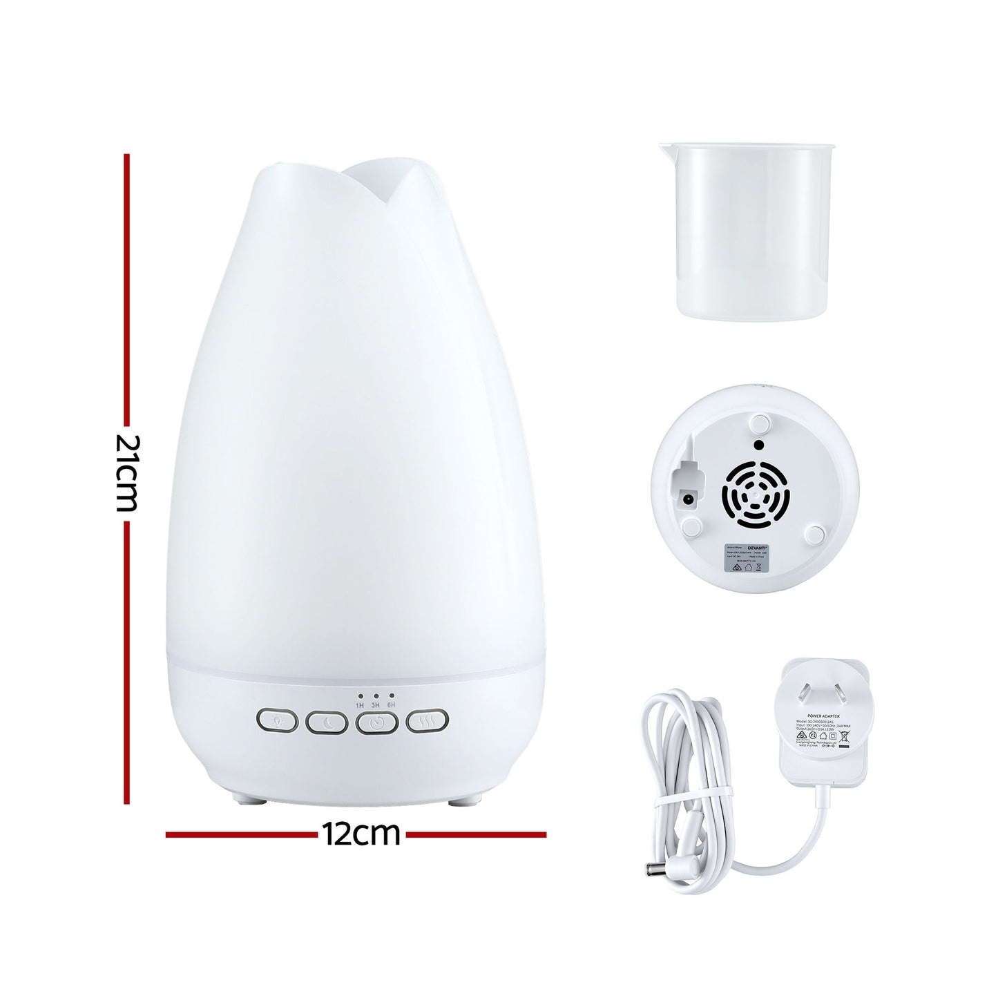 Devanti Ultrasonic Essential Oil Aroma Diffuser Aromatherapy Cool Mist Humidifier w/ LED Light 300ml