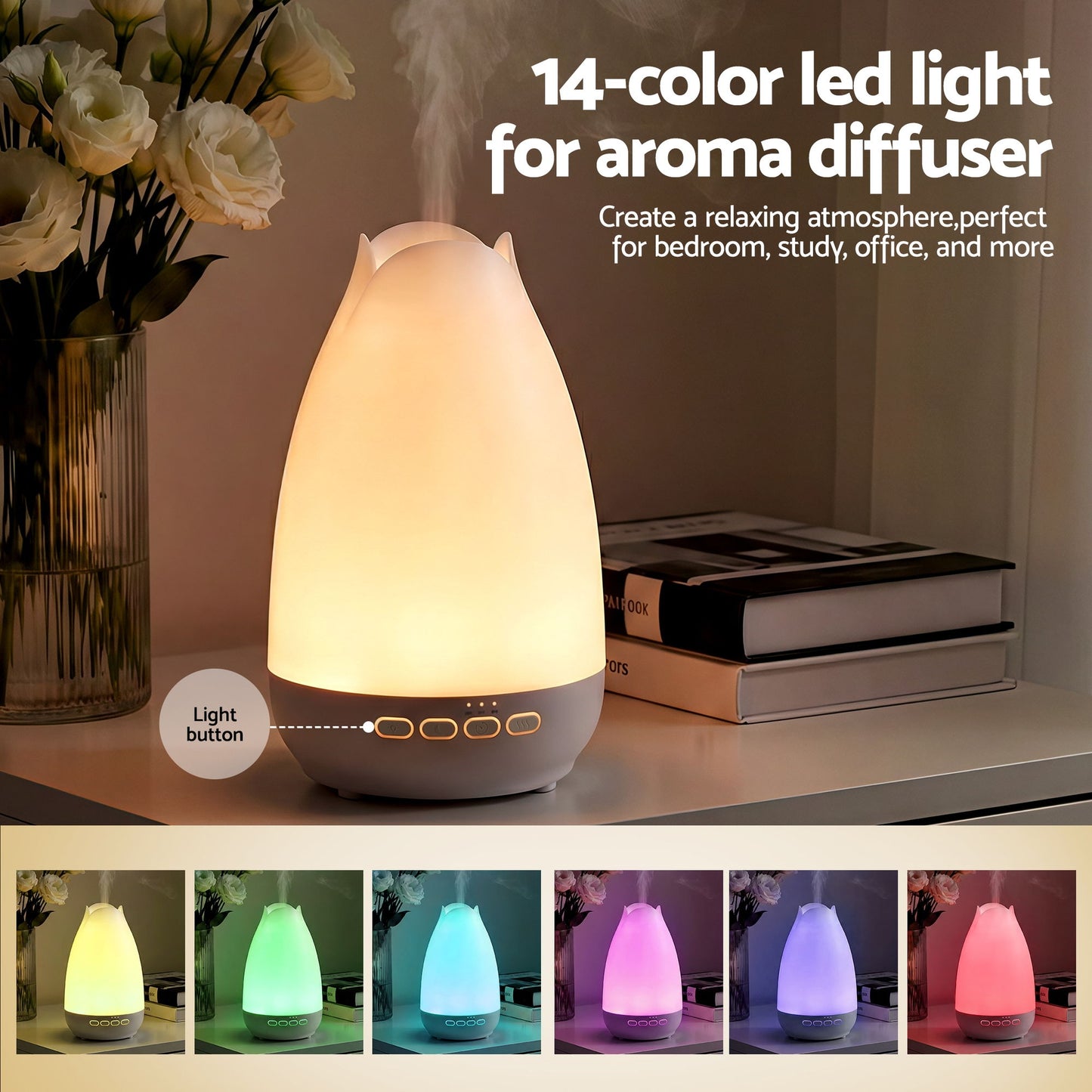 Devanti Ultrasonic Essential Oil Aroma Diffuser Aromatherapy Cool Mist Humidifier w/ LED Light 300ml