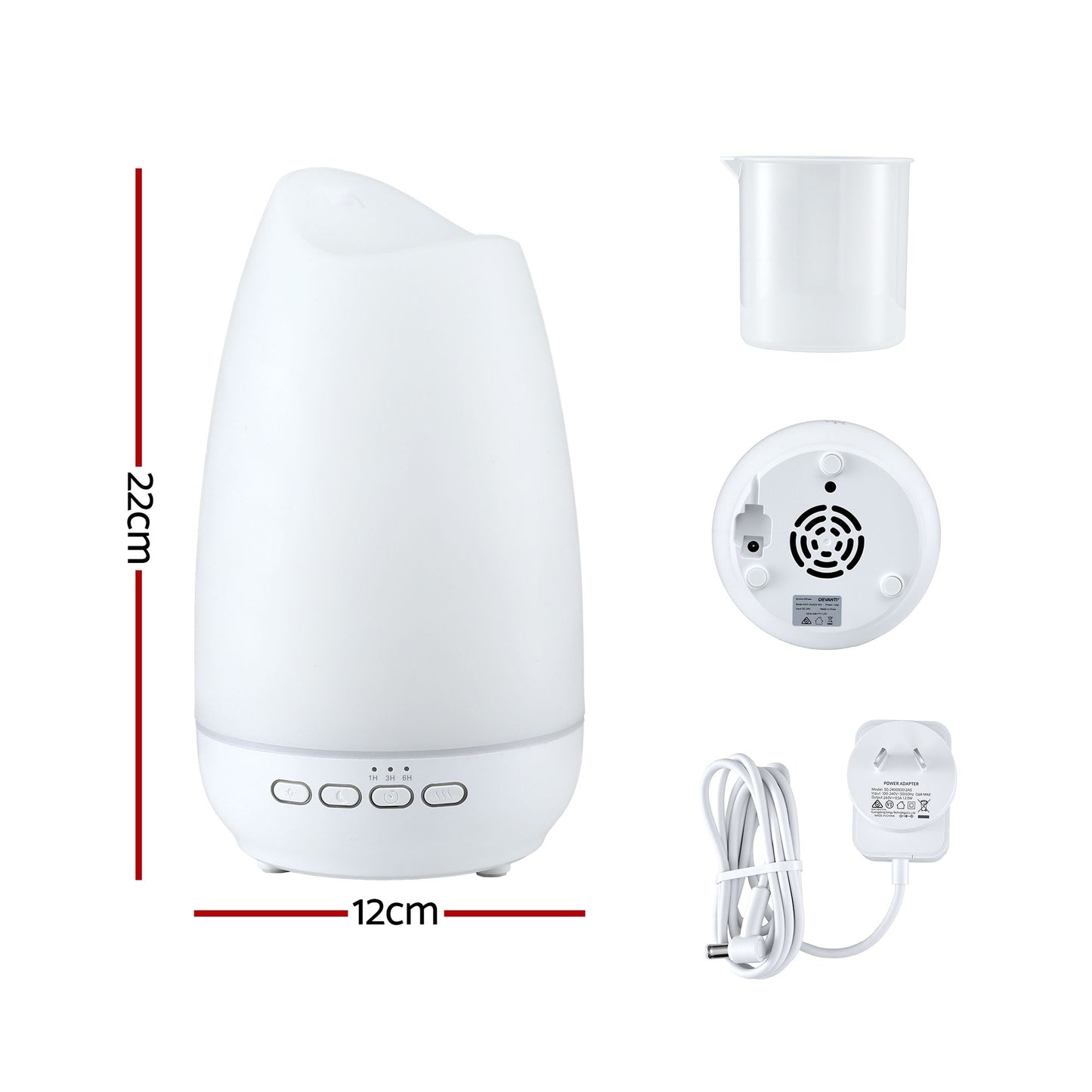 Devanti Ultrasonic Essential Oil Aroma Diffuser Aromatherapy Cool Mist Humidifier w/ LED Light 300ml